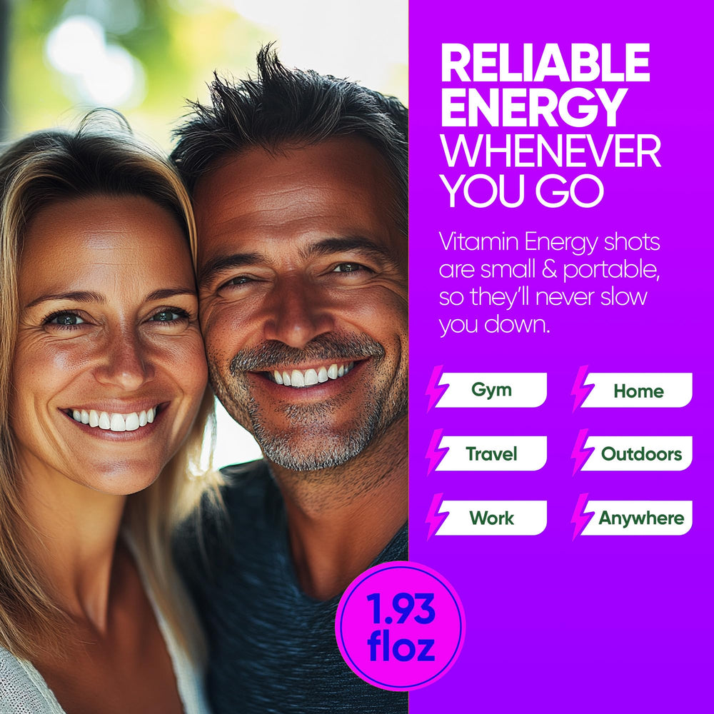 Vitamin Energy Focus shot berry in a glass for sustained alertness