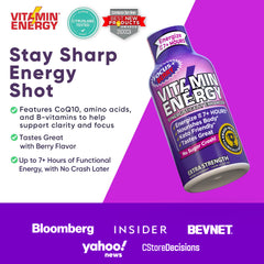 Ingredients panel of Vitamin Energy Focus shot berry highlighted
