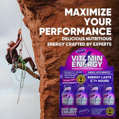 Berry flavored Vitamin Energy Focus shot integrated into a morning routine
