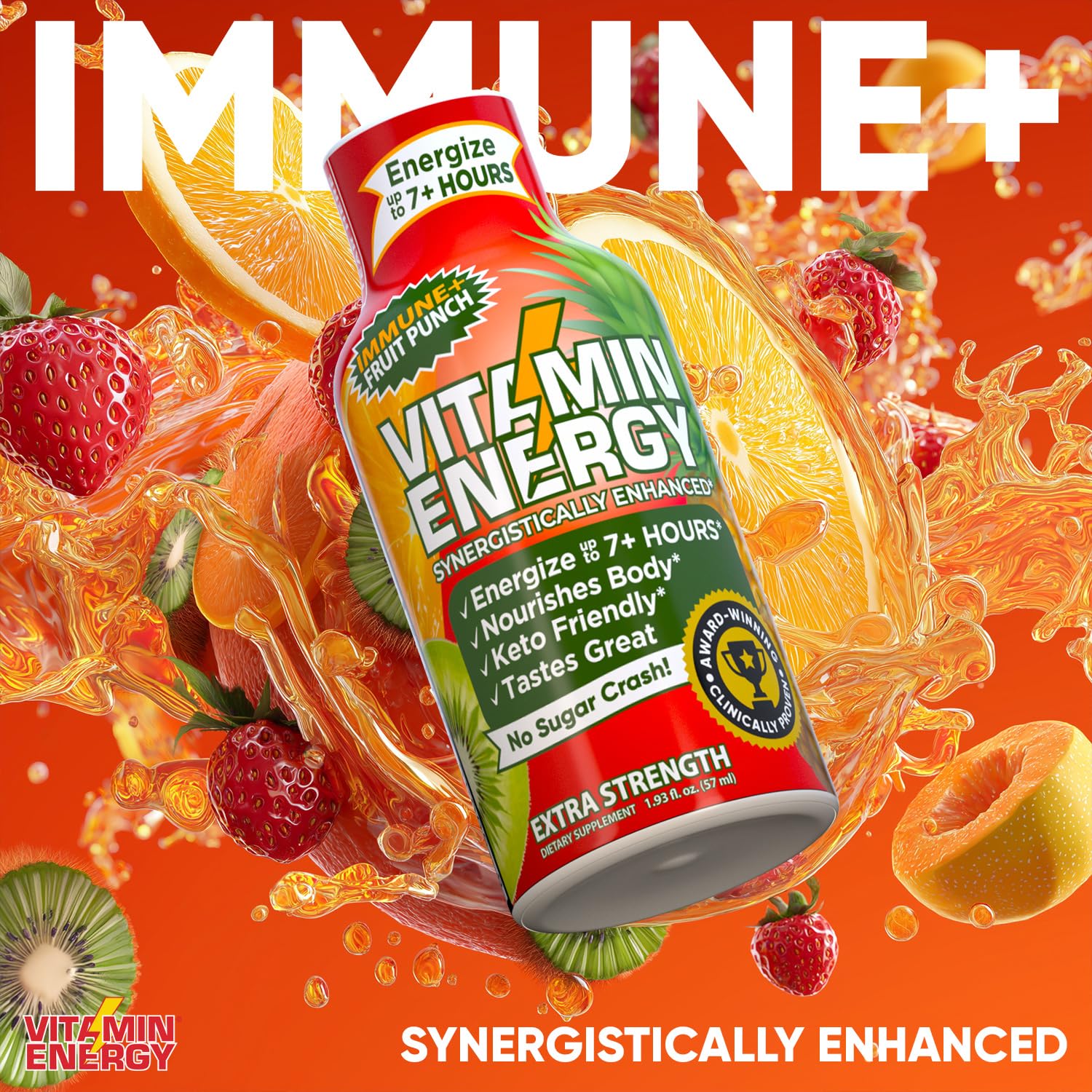 Vitamin Energy Immune+ 24-pack display suggests bulk purchase for daily use.