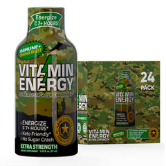Vitamin Energy Immune+ Army Orange 24-pack front view for on-the-go energy.