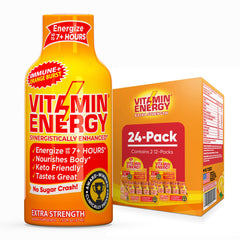 Vitamin Energy Immune+ orange-burst shot bottle for sustained energy