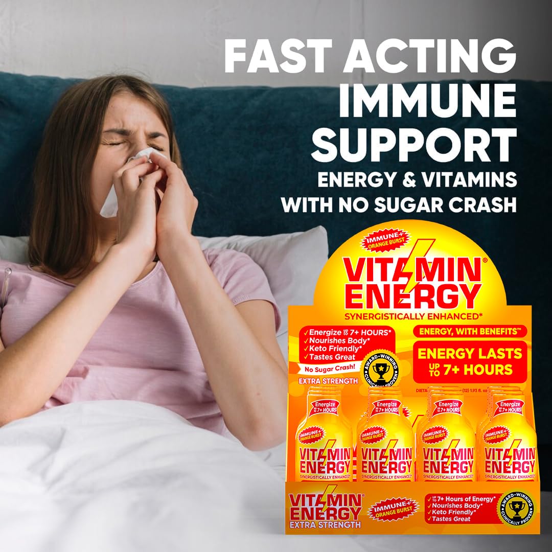 Vitamin Energy Immune+ bottle with green tea extract imagery for natural energy