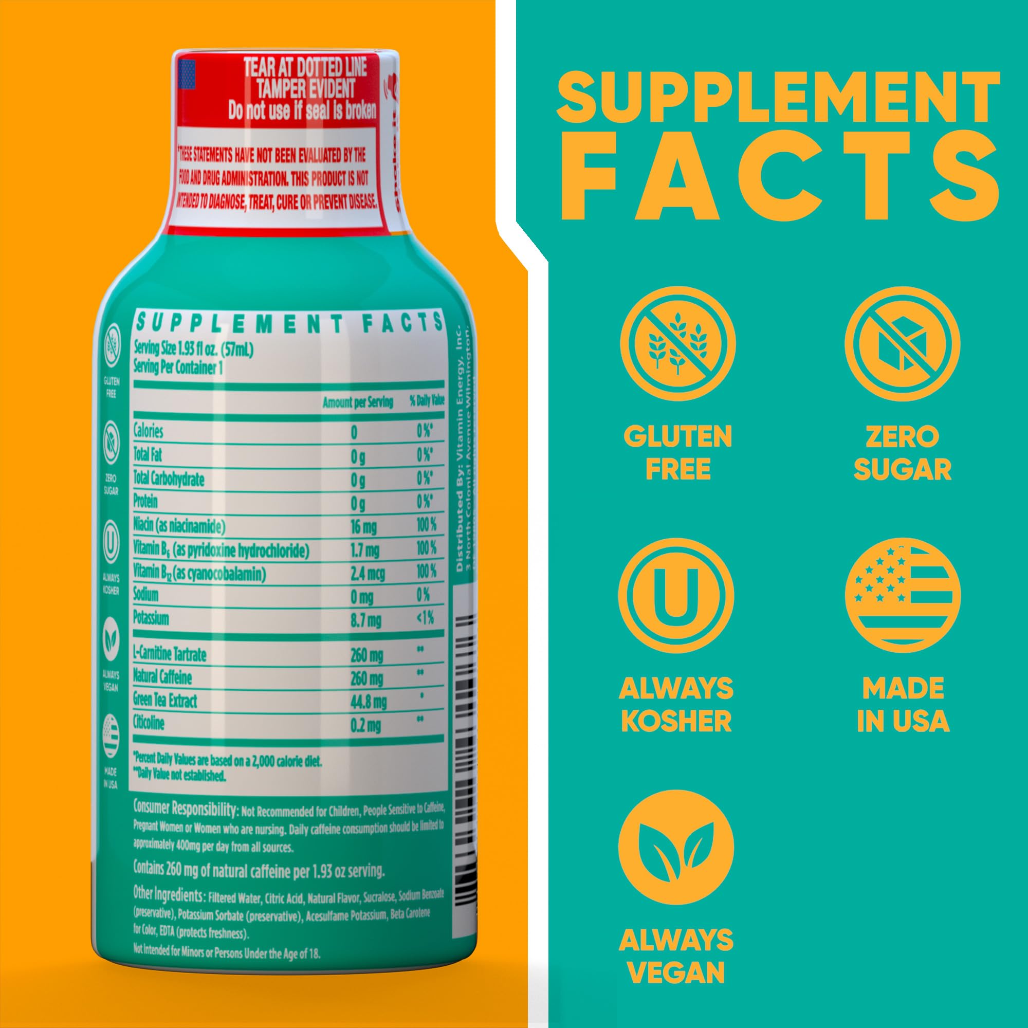 Vitamin Energy Immune+ shot bottle front highlighting pineapple flavor and on-the-go immunity support.