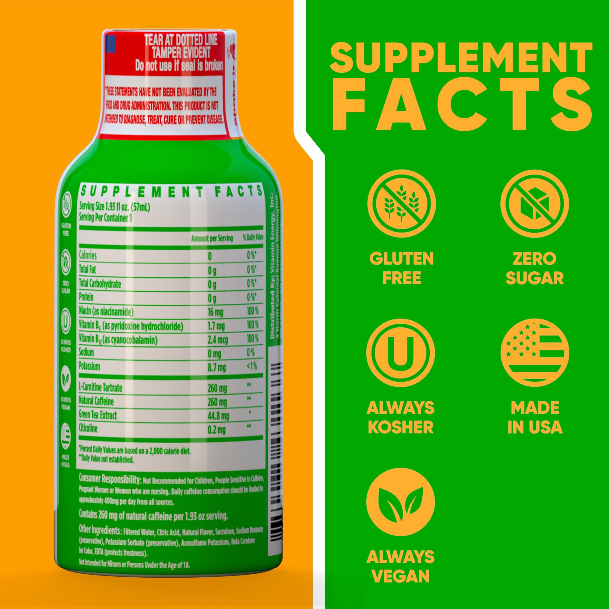 Vitamin Energy Immune+ ingredients close-up highlighting caffeine and B vitamins for focus.