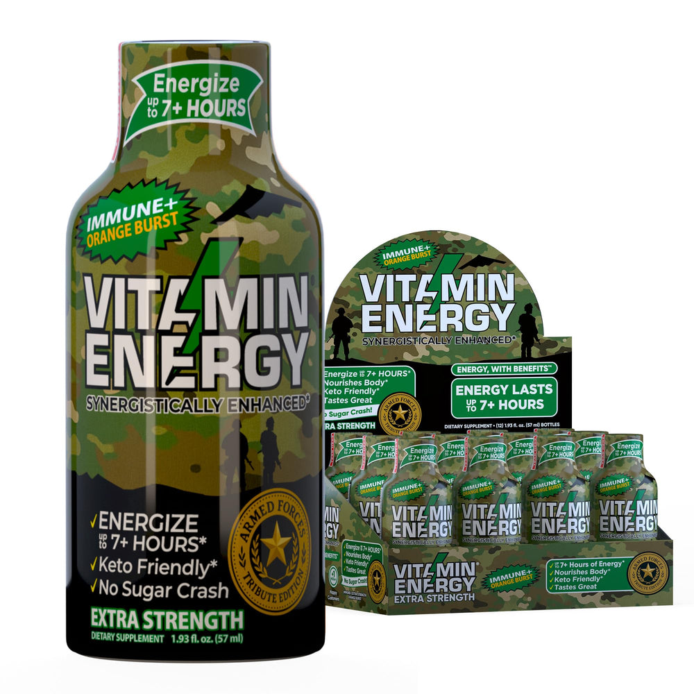 Vitamin Energy Immune+ orange bottle showing energy-focused formula