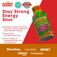 Pouring Vitamin Energy Immune+ Watermelon Burst into a glass for sustained energy.