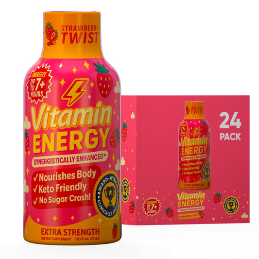 Vitamin Energy Immune+ Strawberry Twist 24-pack front view, ready for on-the-go daily energy