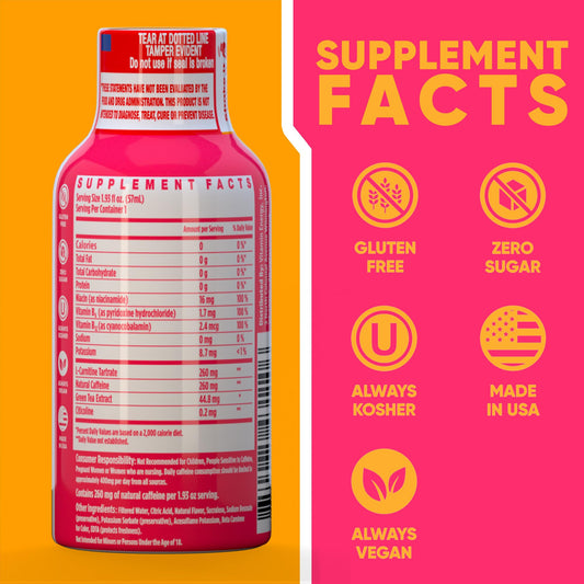 Vitamin Energy Immune+ bottle closeup highlights natural caffeine and immune-supporting nutrients