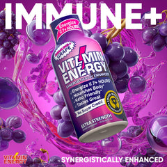 Vitamin Energy ImmunePlus bottle pour demonstrates on-the-go refreshment.
