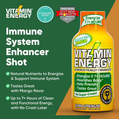 Vitamin Energy Immune+ Mango bottle in travel pack for on the go energy.
