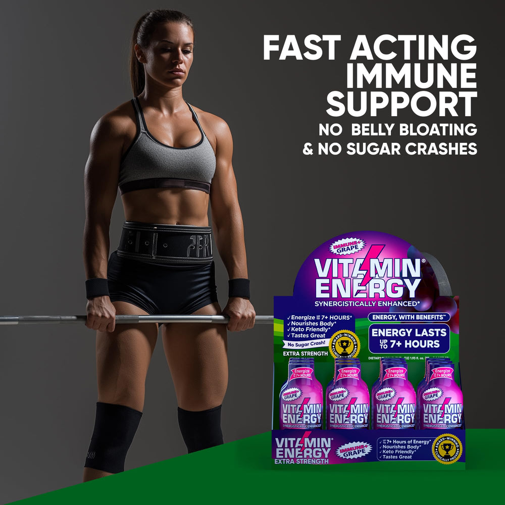 Vitamin Energy ImmunePlus zero sugar icon signals guilt-free energy.