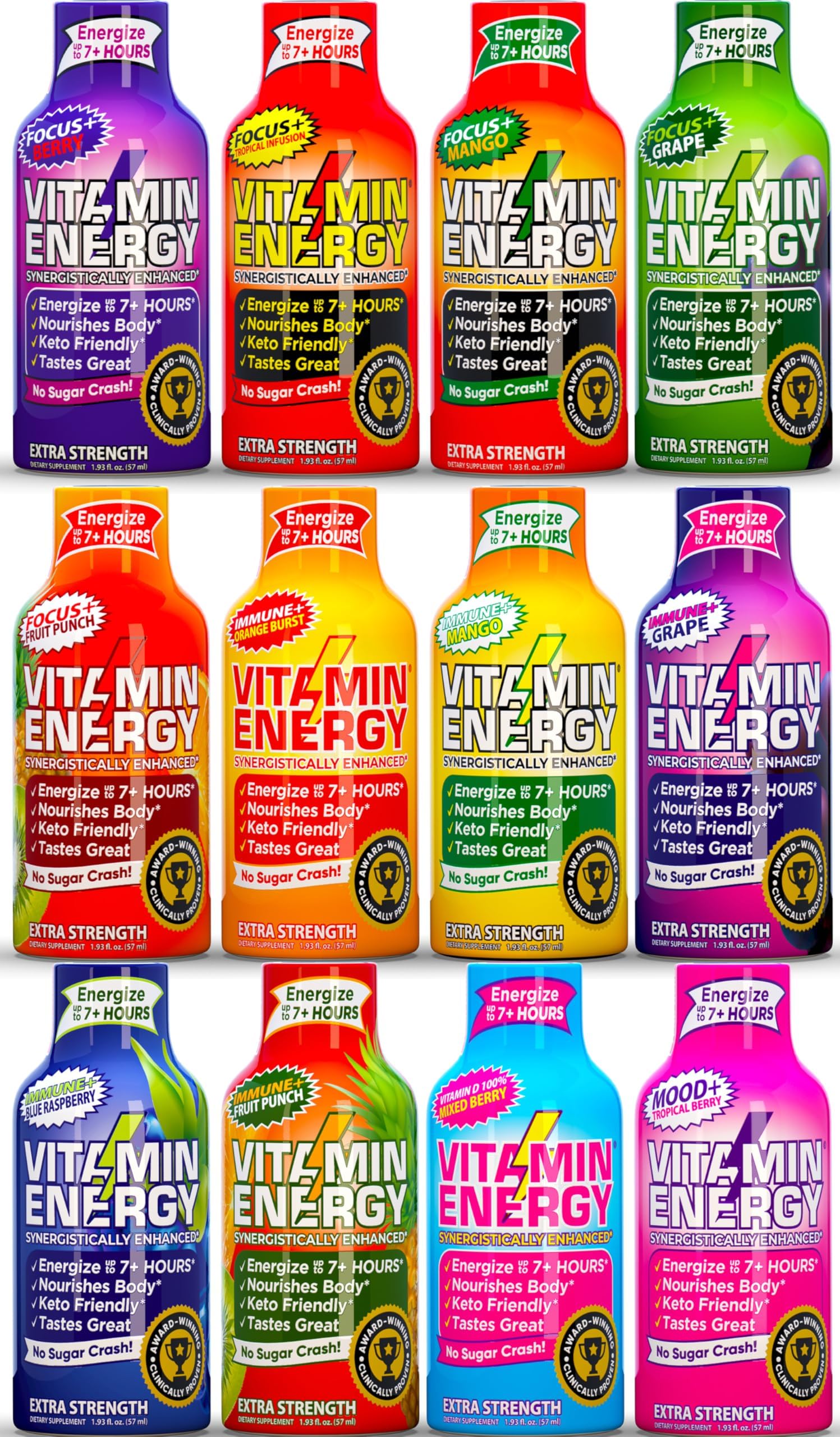 Vitamin Energy shot being poured into a glass for a quick pick-me-up.