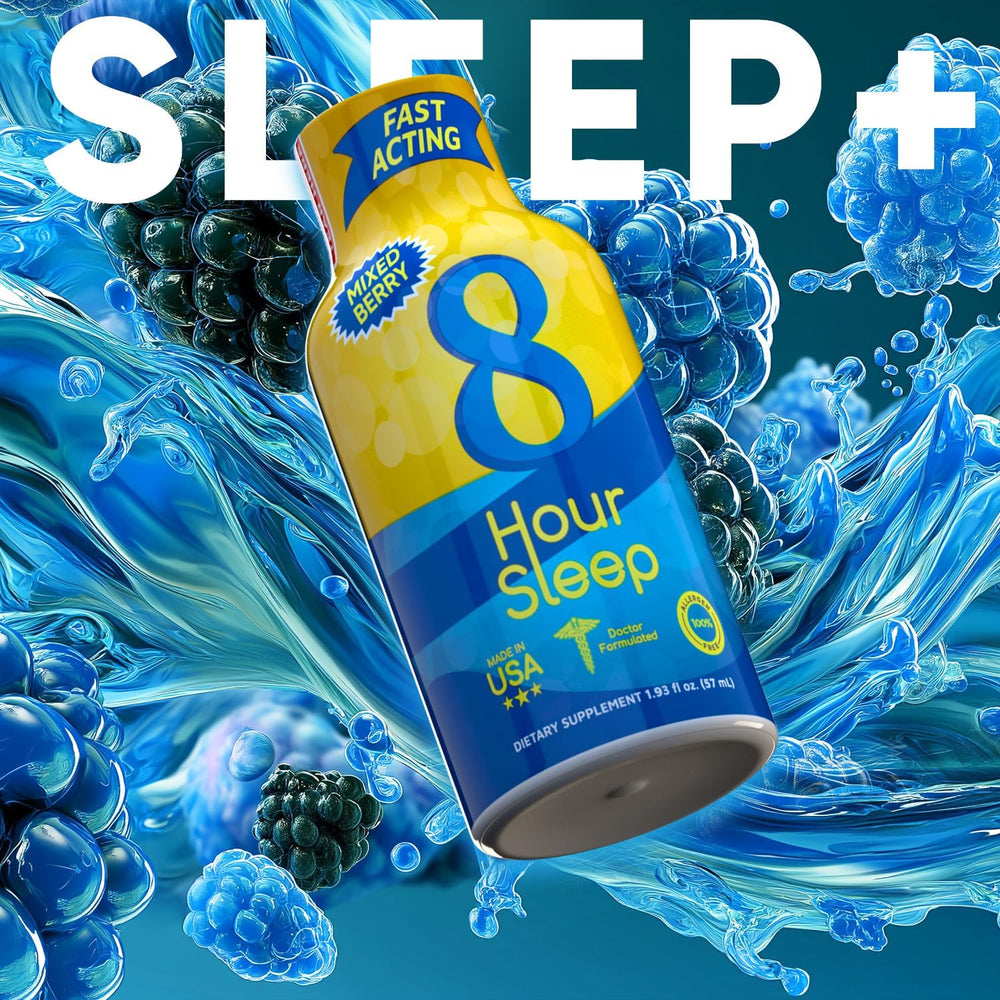Vitamin Energy Sleep Shot label closeup highlights melatonin and herbal blend.