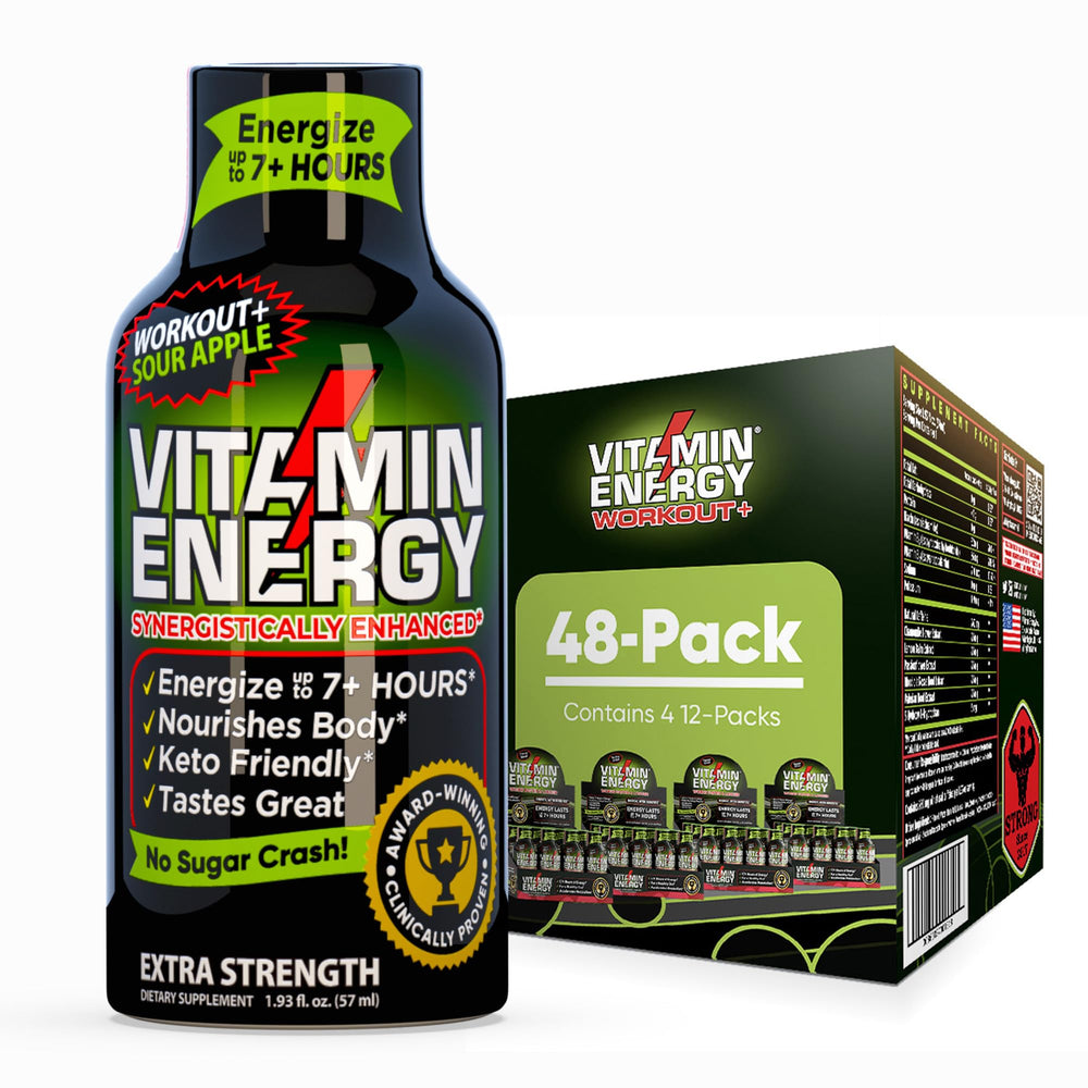 Vitamin Energy Workout+ Sour Apple bottle for on-the-go energy