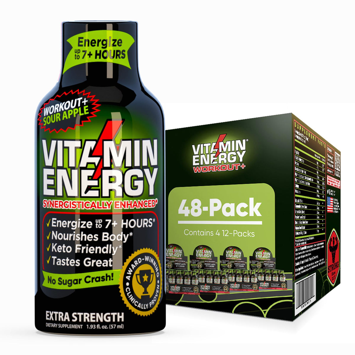 Vitamin Energy Workout+ Sour Apple bottle for on-the-go energy
