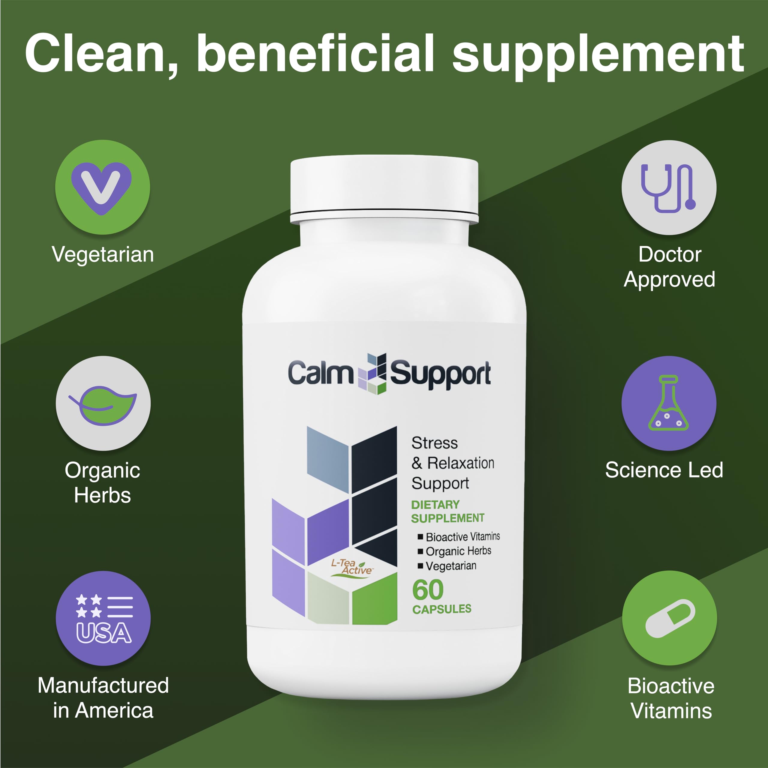 Vitamin Support CalmSupport bottle highlights Ginger for soothing digestion and comfort.