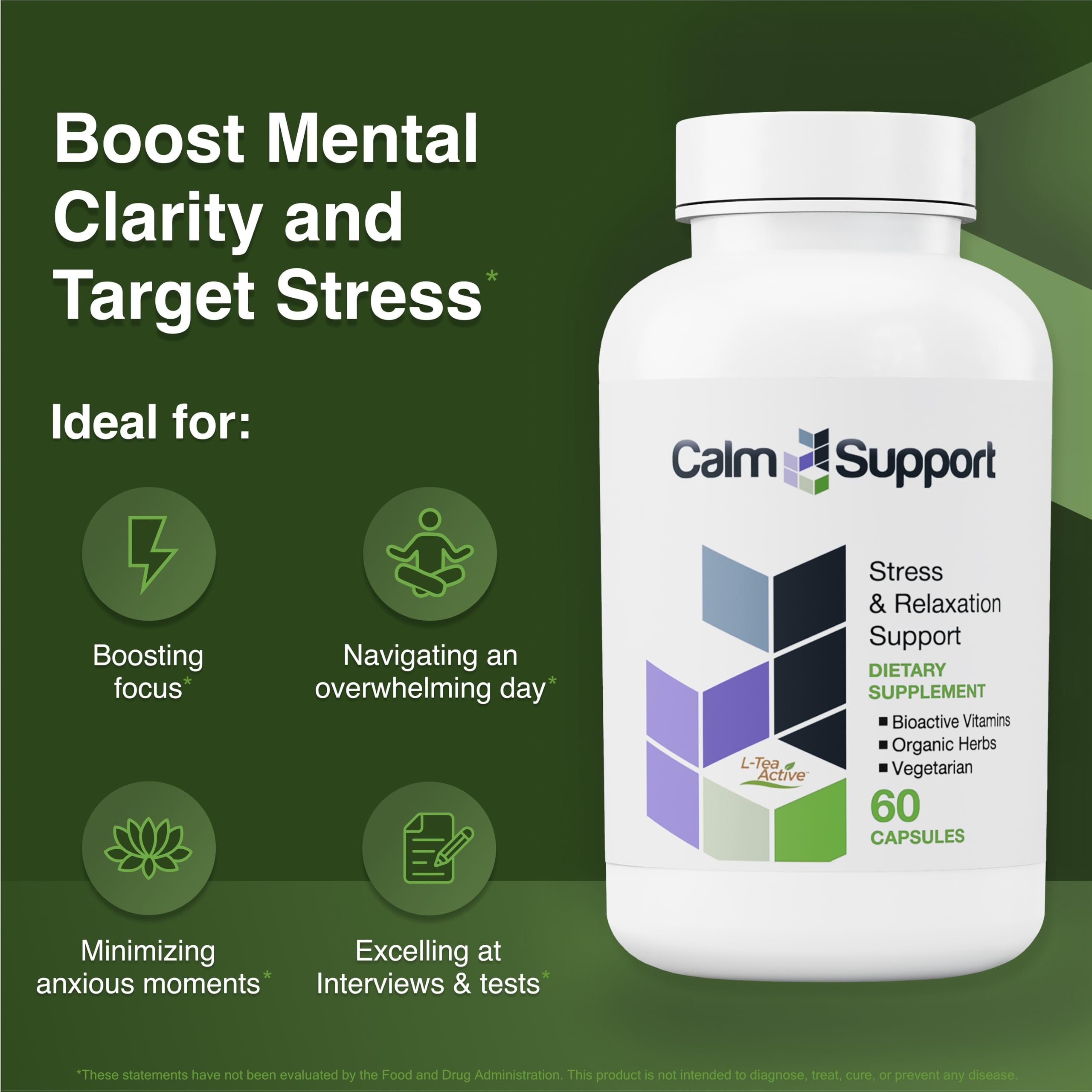 Vitamin Support CalmSupport bottle featuring Passion Flower for gentle relaxation.