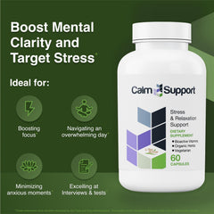 Vitamin Support CalmSupport bottle featuring Passion Flower for gentle relaxation.
