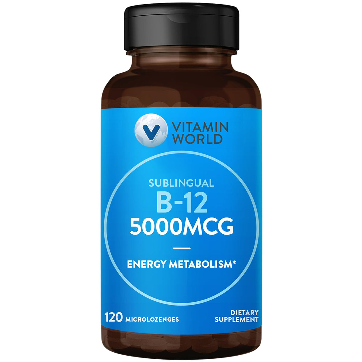 Vitamin World B-12 5000 mcg sublingual lozenge under tongue for quick absorption