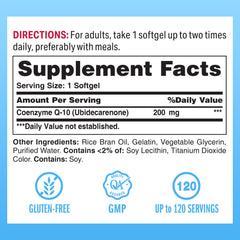 Closeup of Vitamin World CoQ10 200 mg softgels, highlighting antioxidant protection.