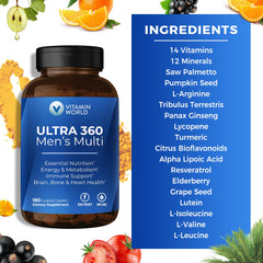 Vitamin World Ultra 360 Men BCAA blend icon for muscle recovery support.