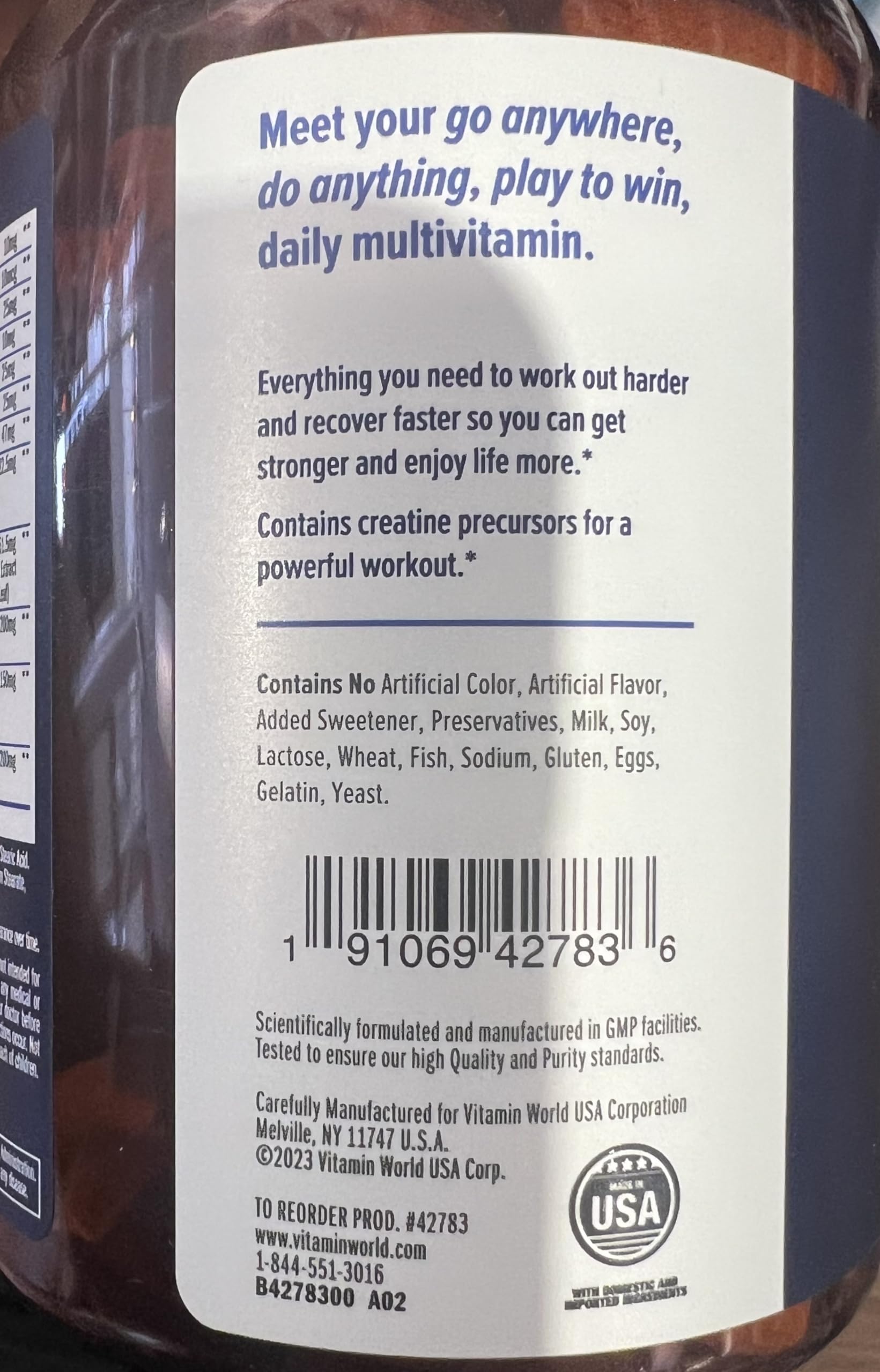 Vitamin World Ultra 360 Men’s Multi Sport packaging showcases a complete daily multivitamin.