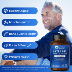 Visual of herbal blends in Vitamin World Ultra 360 Men 50+ formula.