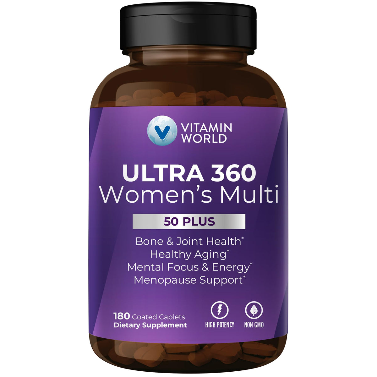 Vitamin World Ultra 360 Women 50+ bottle front view with daily wellness support