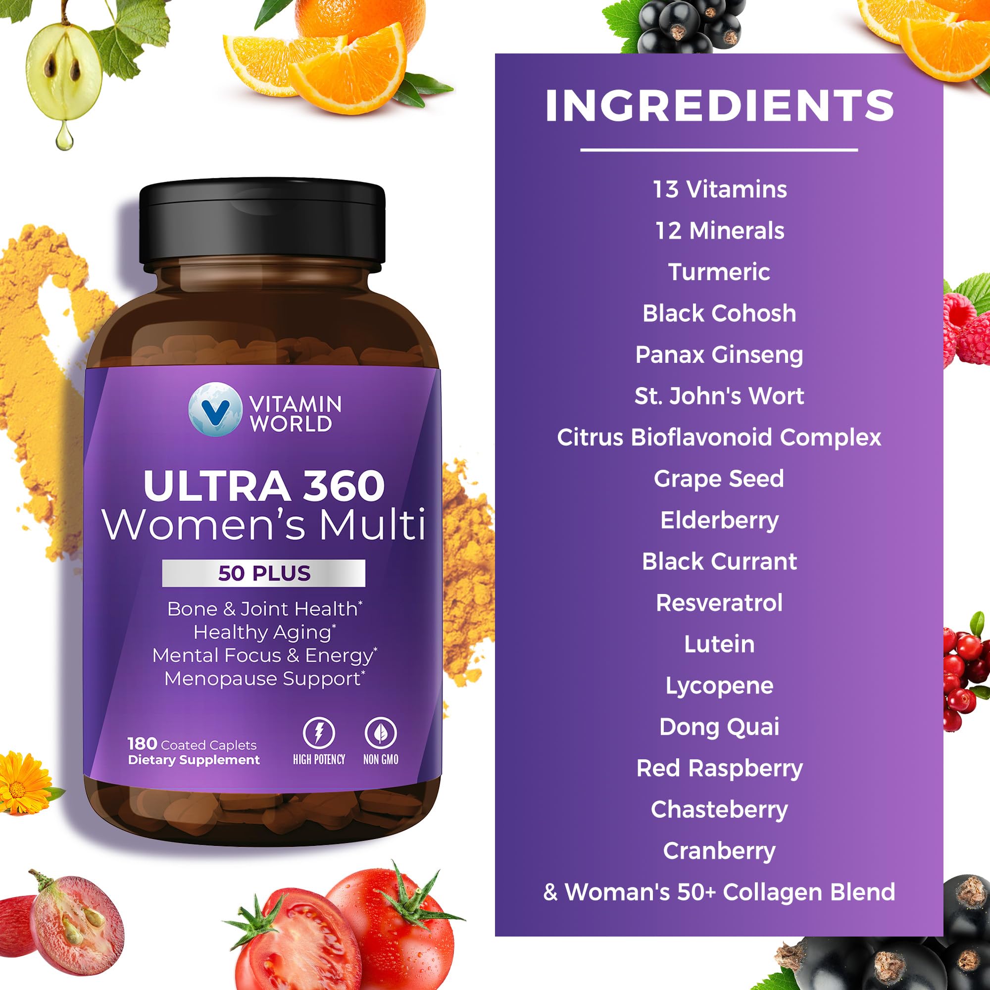 Vitamin World Ultra 360 Women 50+ caplets closeup detail