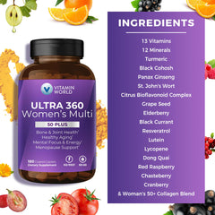 Vitamin World Ultra 360 Women 50+ caplets closeup detail