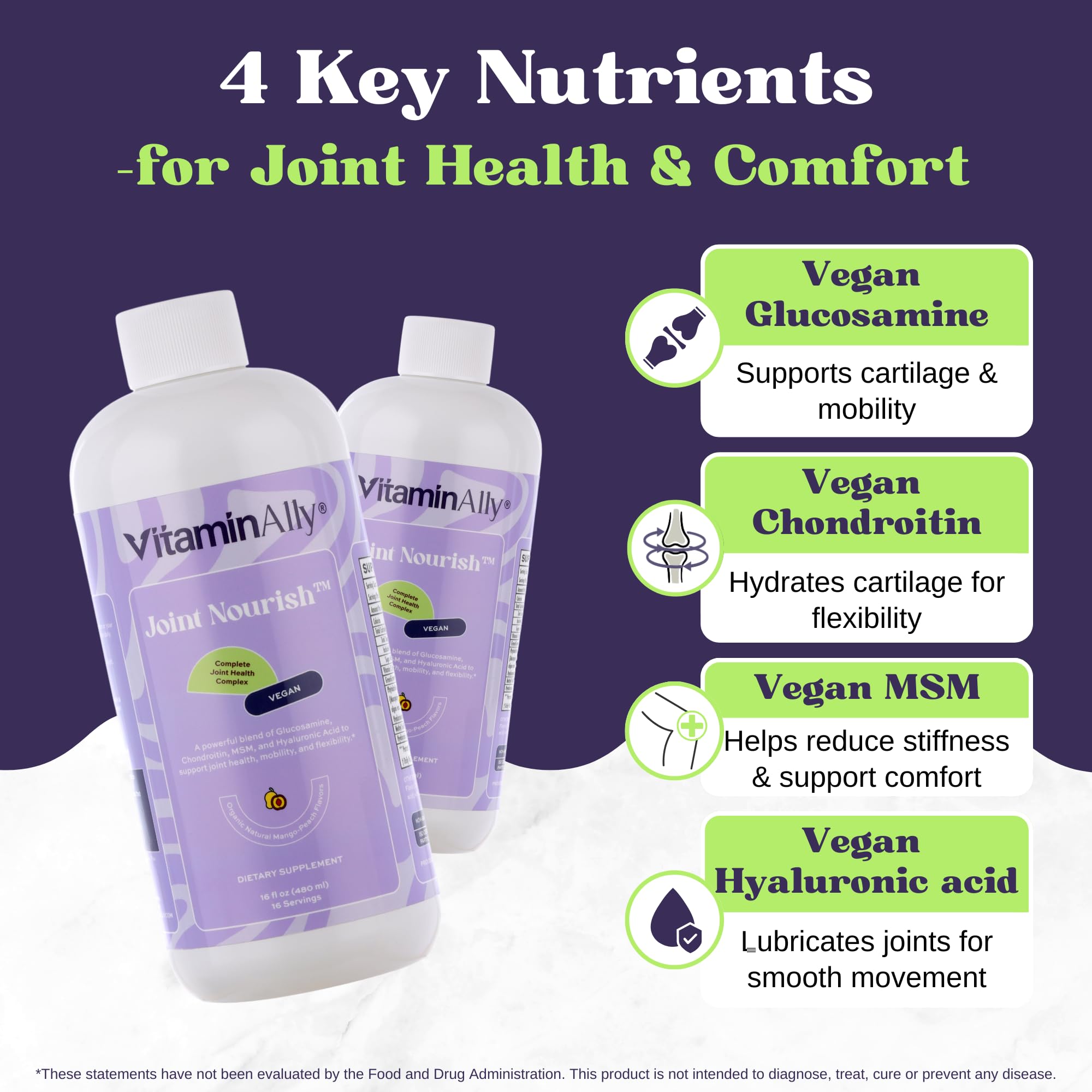Close-up of vegan ingredient list for Vitaminally Joint Nourish