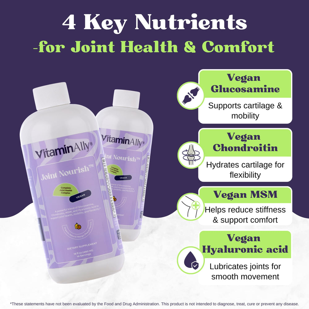 Close-up of vegan ingredient list for Vitaminally Joint Nourish