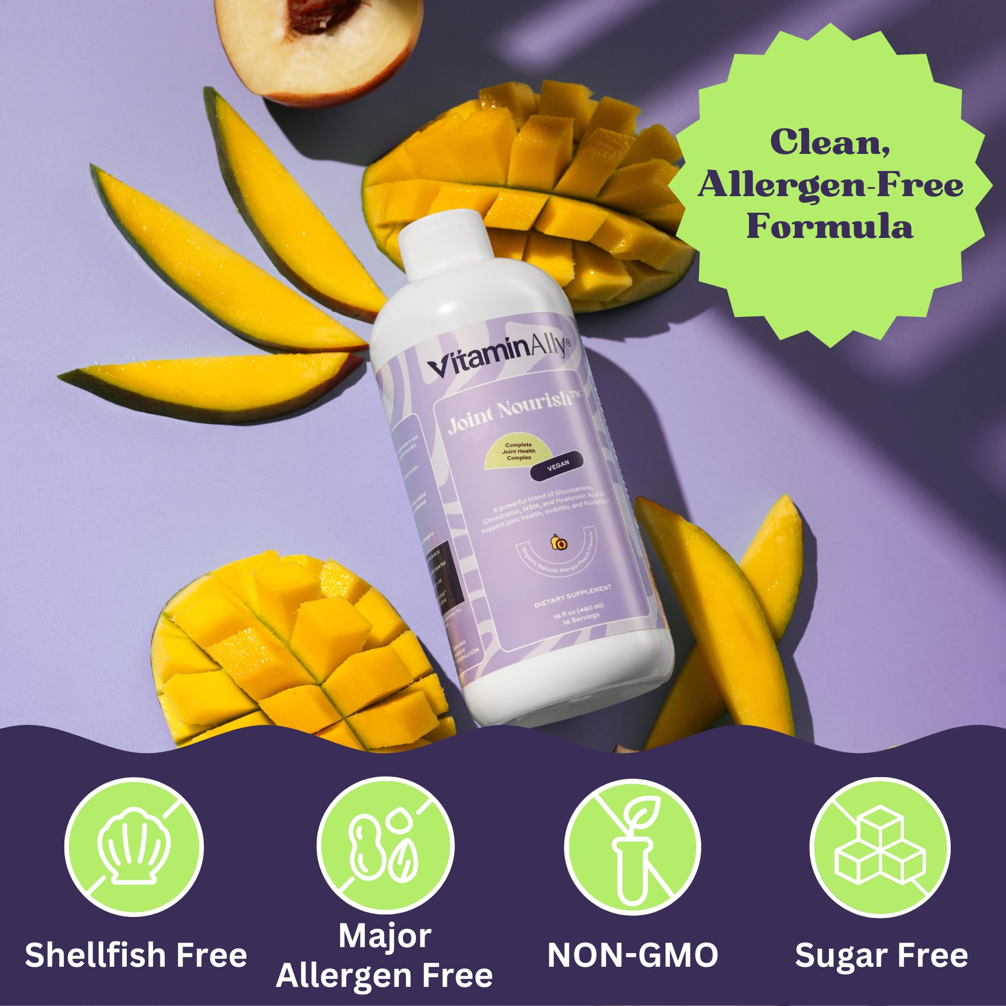 Label highlights vitamin C and hyaluronic acid in Vitaminally Joint Nourish