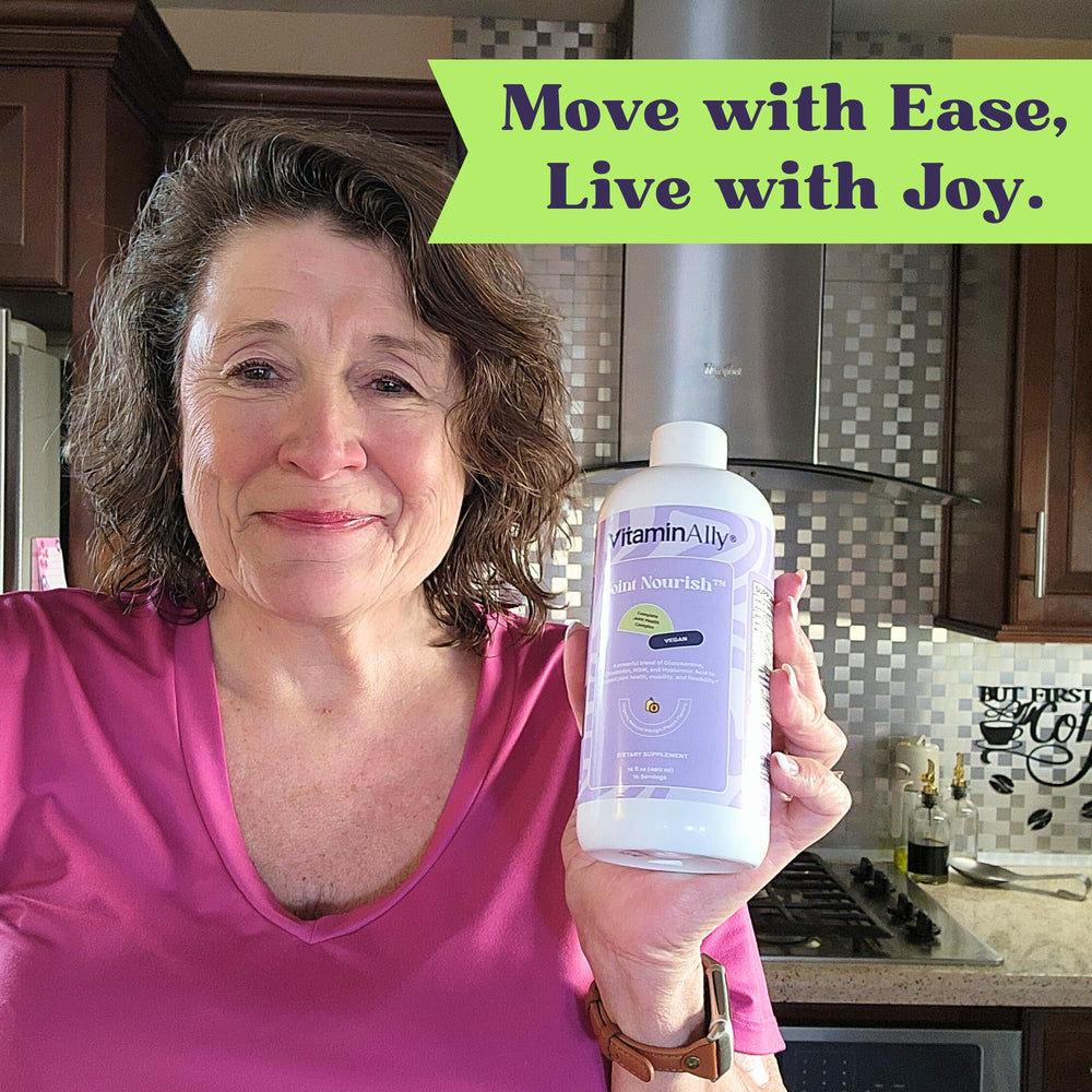 Retail shelf display of Vitaminally Joint Nourish product line