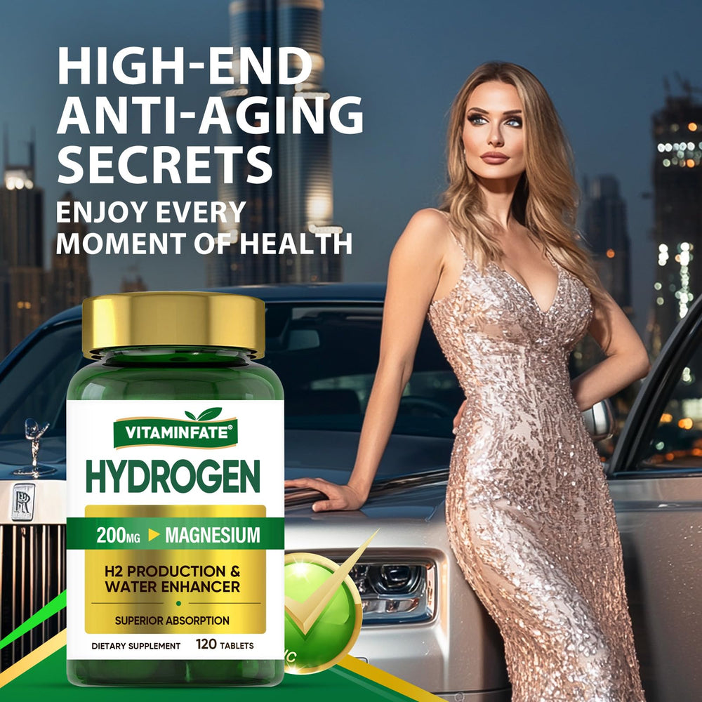 VITAMINFATE hydrogen tablets dissolving quickly in water for rapid refreshment.