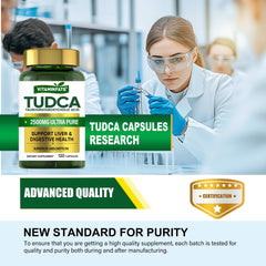 VITAMINFATE TudCA bottle shown in a morning routine for ongoing liver care.
