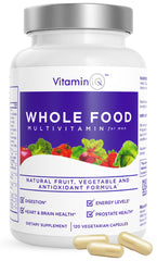 VitaminIQ whole food multivitamin for men bottle front supports daily wellness potential.