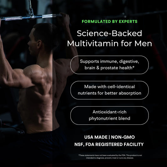 VitaminIQ ingredient blend with kale, spinach, and berries highlights plant-based nutrition.
