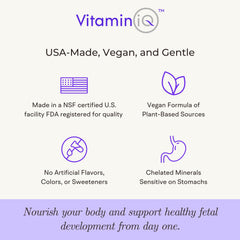 VitaminIQ vegan non-GMO label scene highlighting dairy-free claim