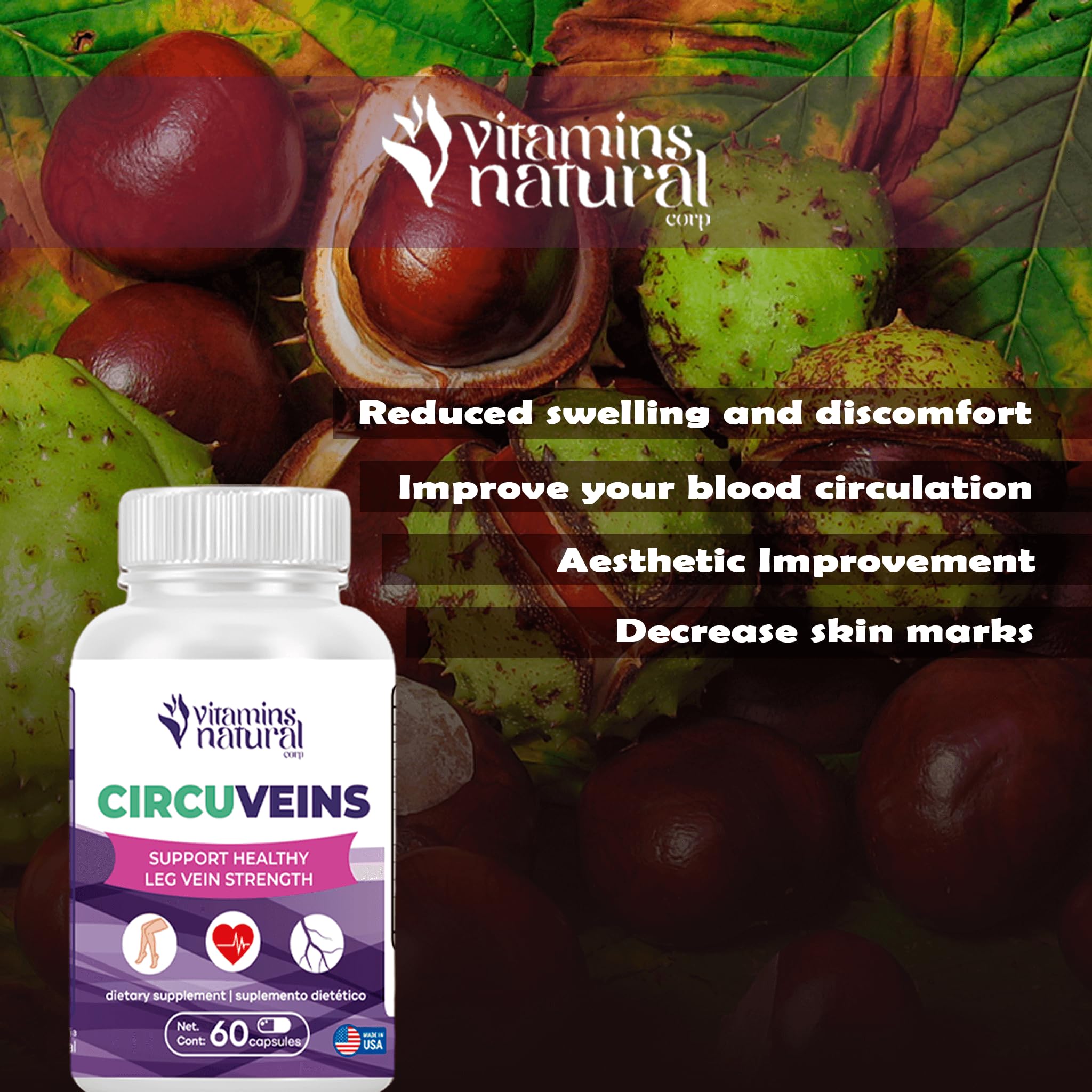 VITAMINS NATURAL CORP CircuVeins grape seed extract visual emphasizing antioxidant support
