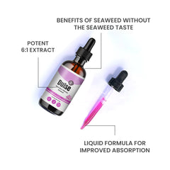 Vitamin SEA Dulse Drops pouring into water for quick mix and convenience.