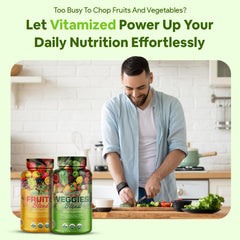 VITAMIZED bottle-pour-capsules suggests easy daily routine.