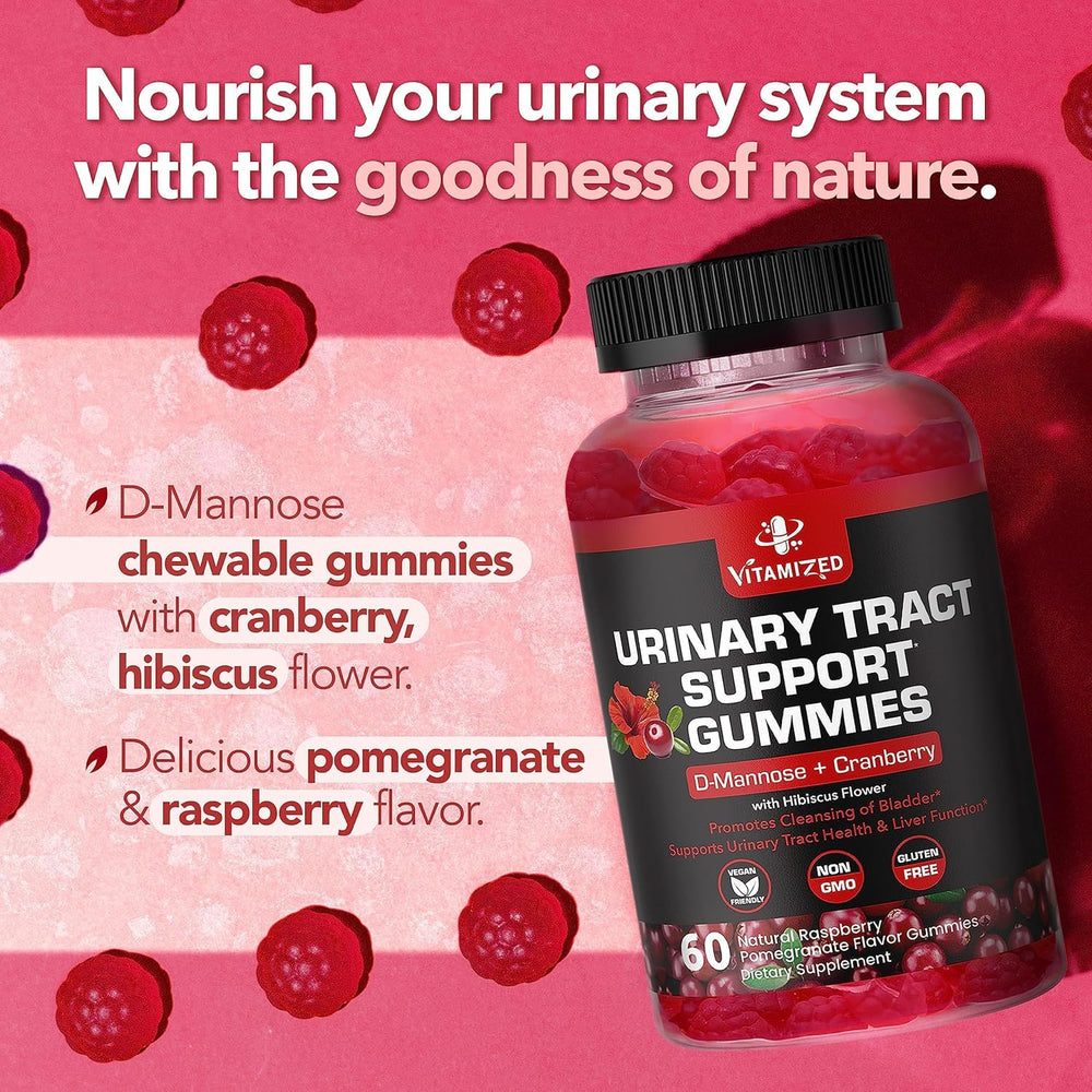 VITAMIZED ingredient label close-up shows cranberry extract and D-Mannose.