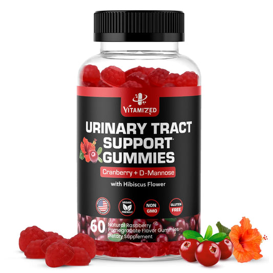 VITAMIZED Cranberry Gummies bottle front for easy daily urinary support