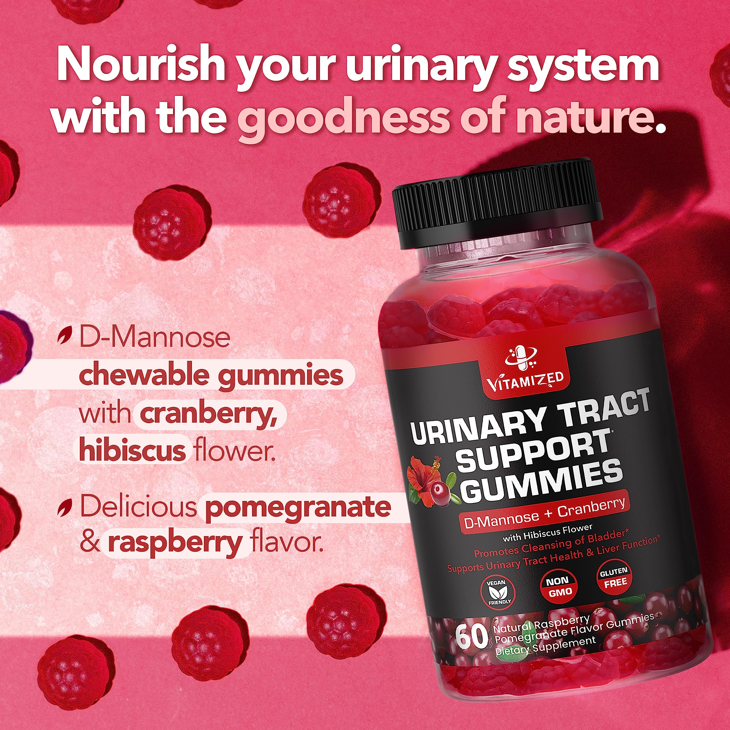 VITAMIZED Cranberry Gummies back label with supplement facts