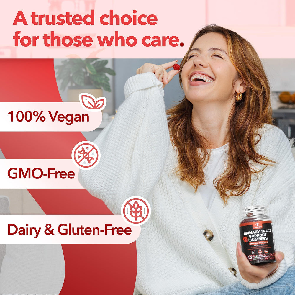 VITAMIZED Cranberry Gummies packaging highlights vegan non-GMO gluten-free status