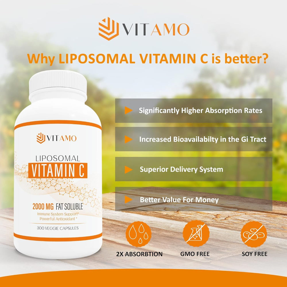Vitamo liposomal C bottle front packshot showcasing packaging