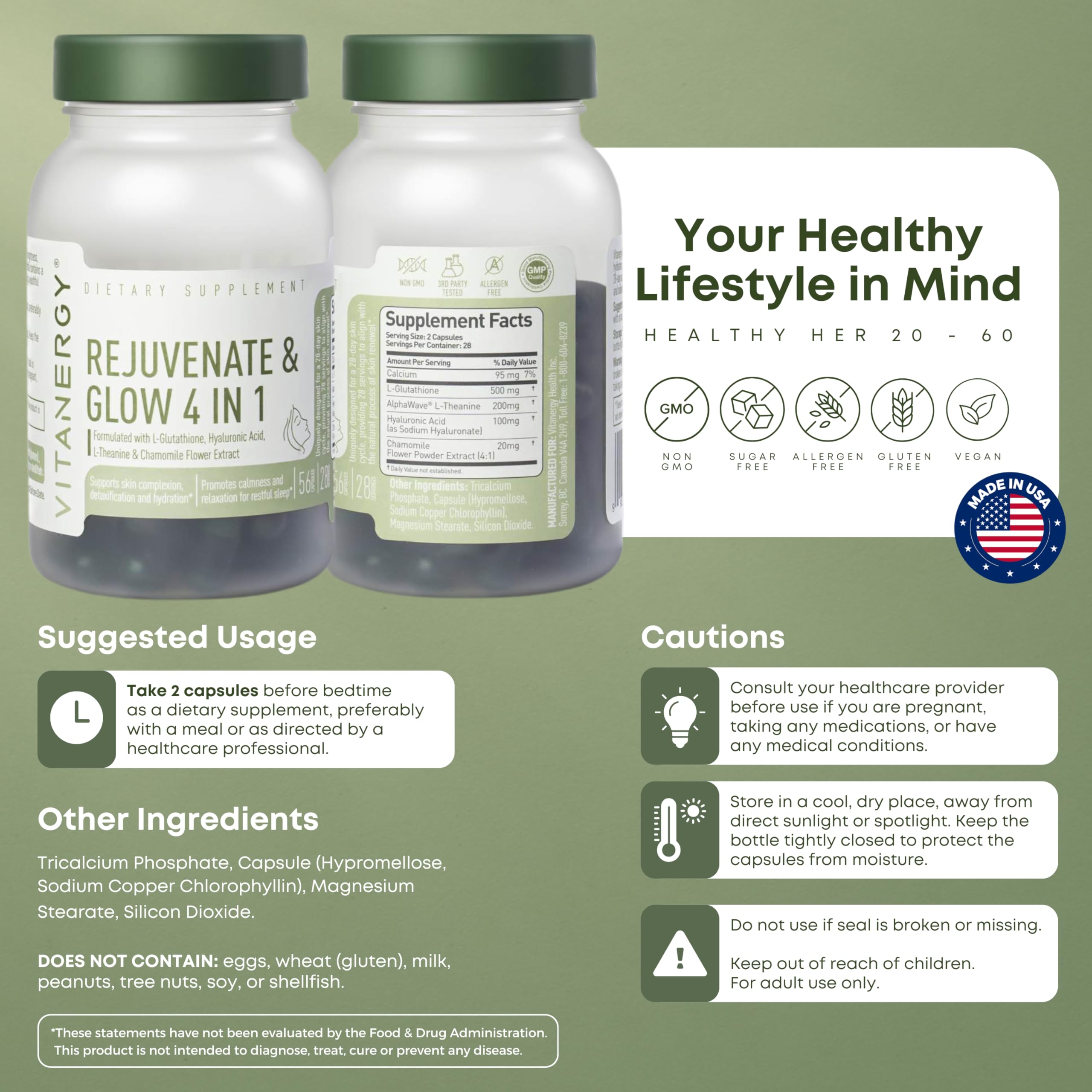 Vitanergy 56 capsules package ready for nightly routine