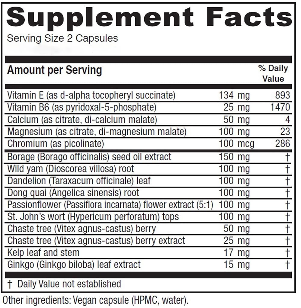 Vitanica Women's Phase I bottle label closeup highlighting nutrient-rich PMS support